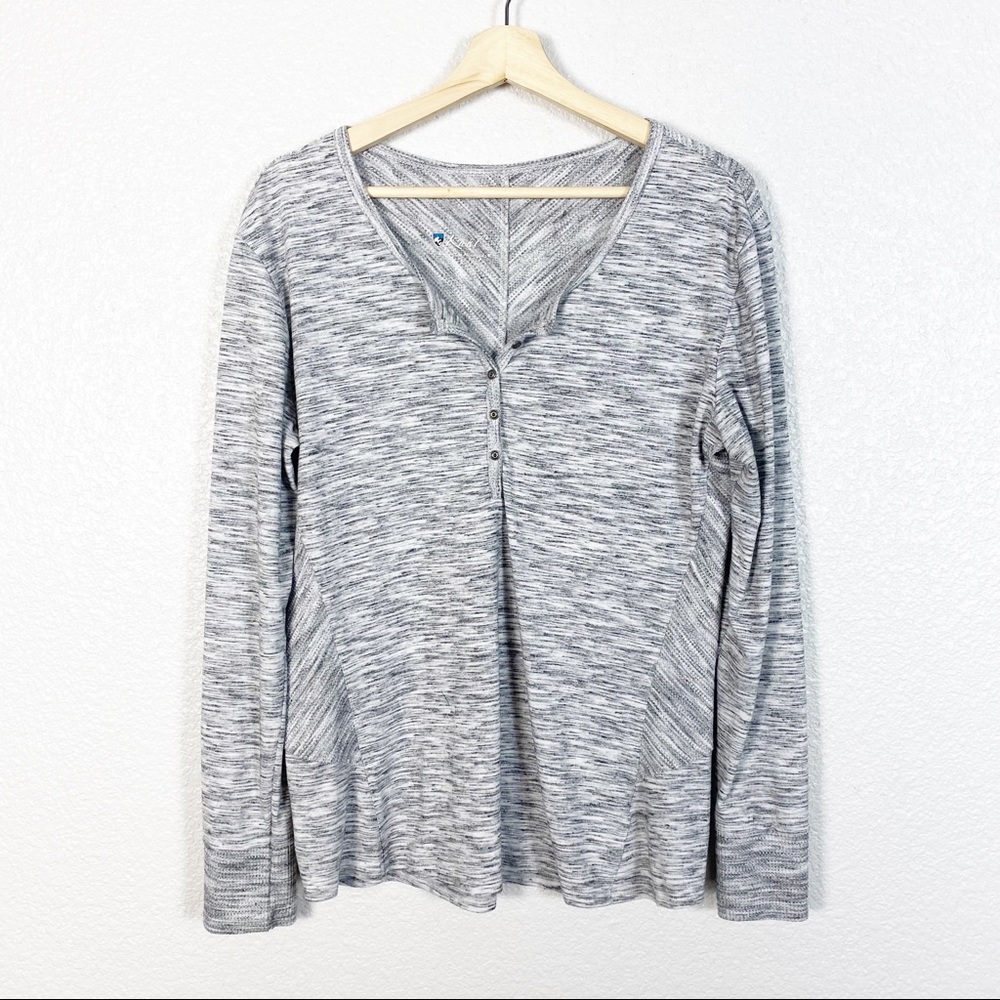 Kuhl Womens Svenna Grey Knit Henley Long Sleeve Top Size Large - Picture 11 of 13